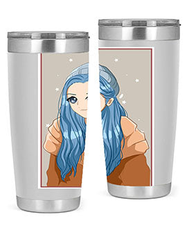 Cute and beautiful girl long blue hair in the winter 142#- anime- Tumbler