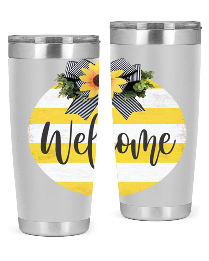 Welcome and Yellow strips Mockup564#- spring- Tumbler