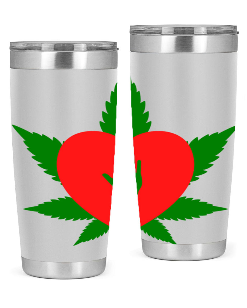 cannabis heart with hand 45#- marijuana- Tumbler