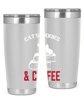 cats book and coffee Style 37#- cat- Tumbler