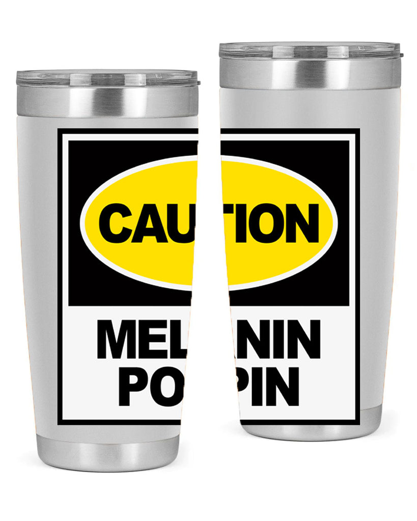 caution melanin poppin 188#- black words phrases- Cotton Tank