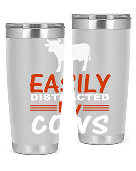 easily distracted by cows Style 4#- cow- Tumbler