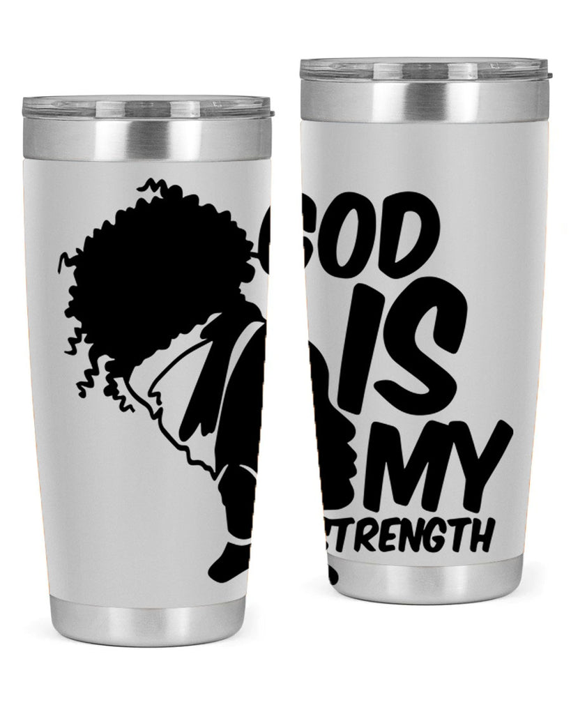 god is my strength- black words phrases- Cotton Tank