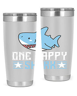 one happy shark Style 50#- shark  fish- Tumbler