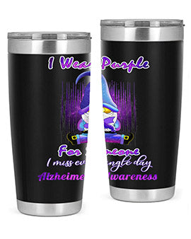 Alzheimers Awareness Products I Wear Purple Ribbon Gnome 22#- alzheimers- Tumbler