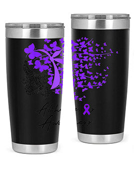 Alzheimers Awareness Shirt Alzheimers Purple Butterflies 24#- alzheimers- Tumbler