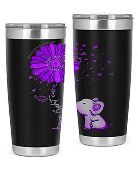 Hope Fight Cure Elephant Alzheimers Purple Ribbon 161#- alzheimers- Tumbler