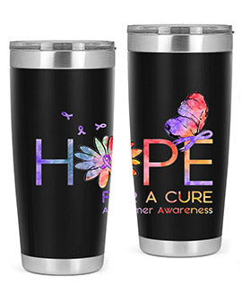 Hope For A Cure Alzheimer Awareness Flower 162#- alzheimers- Tumbler