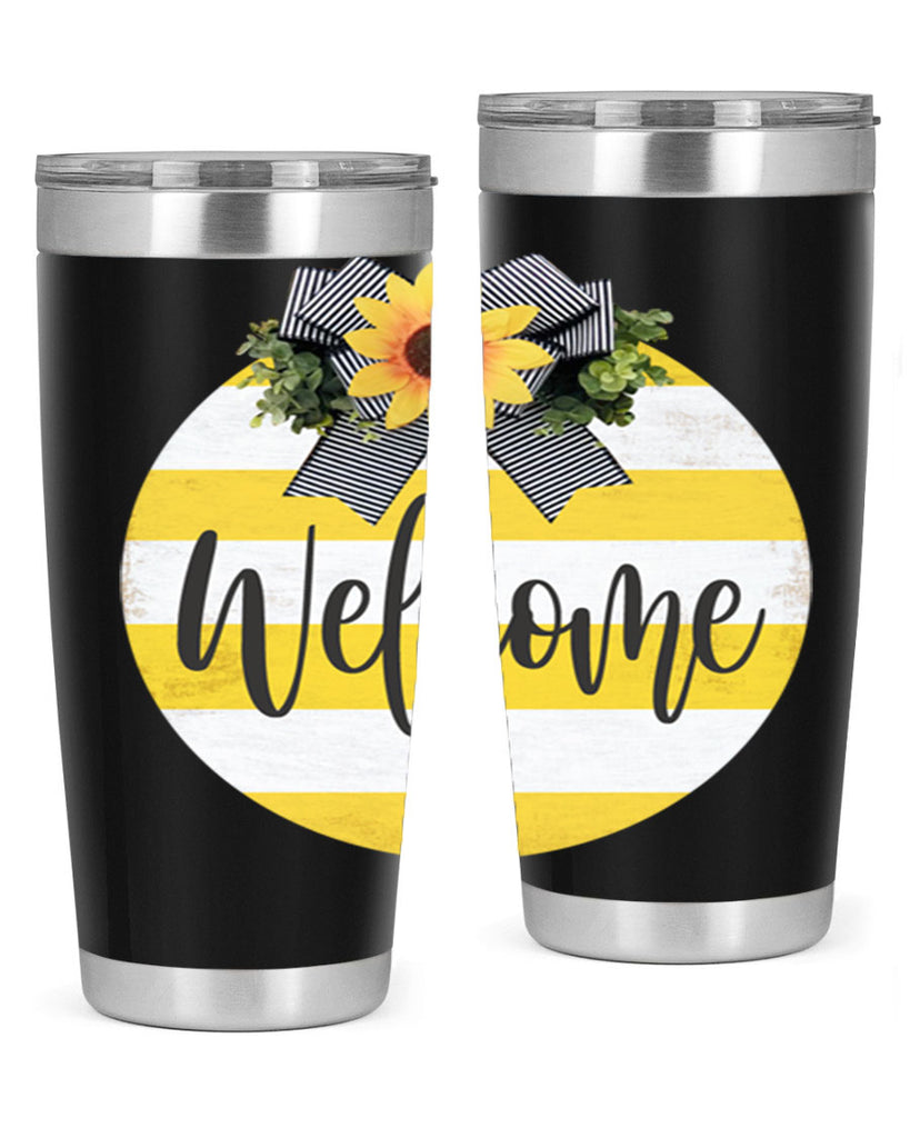 Welcome and Yellow strips Mockup564#- spring- Tumbler