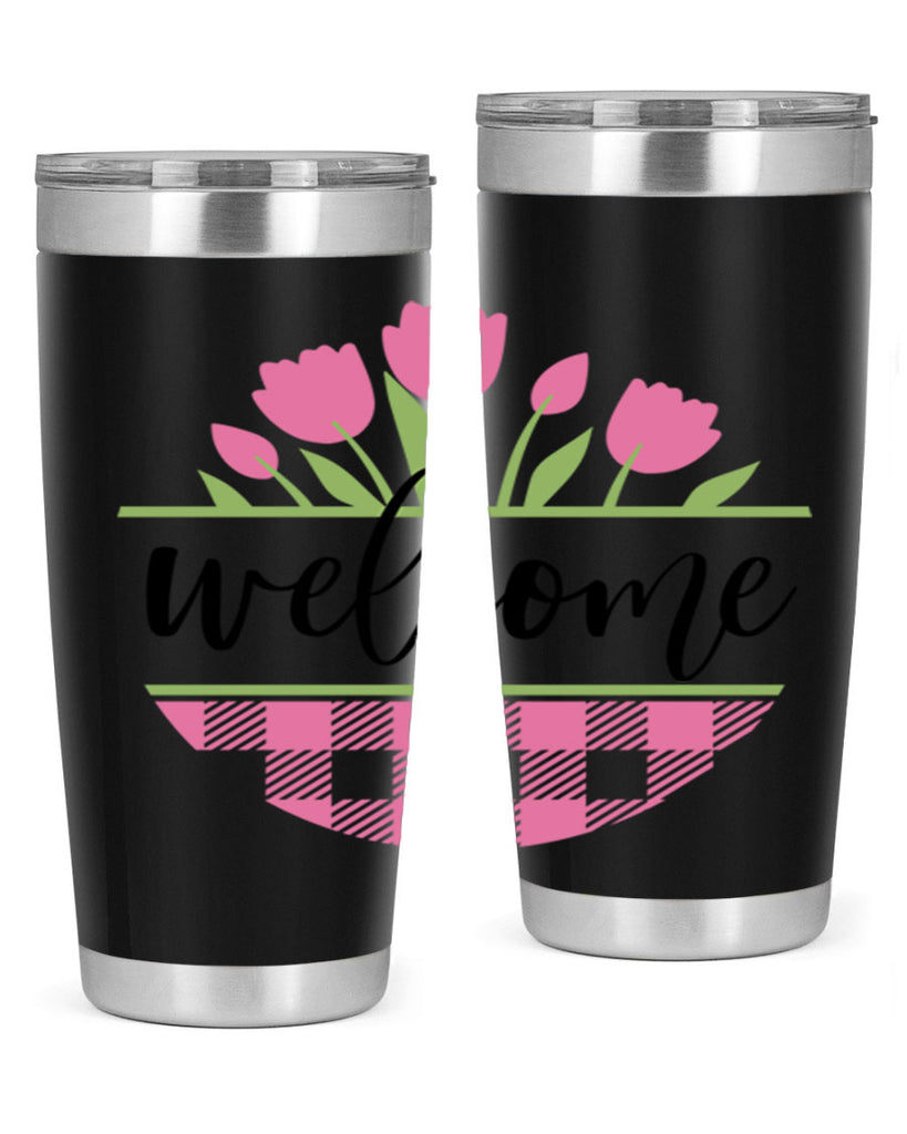 Welcome pink plaid575#- spring- Tumbler