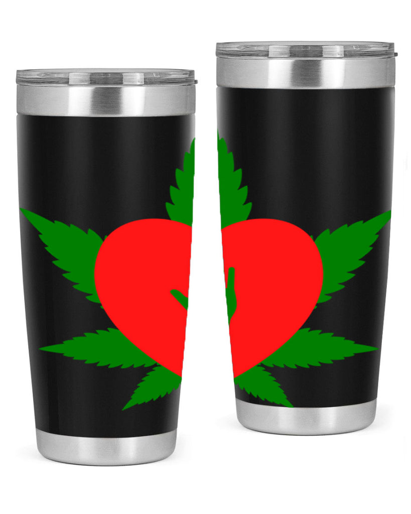 cannabis heart with hand 45#- marijuana- Tumbler