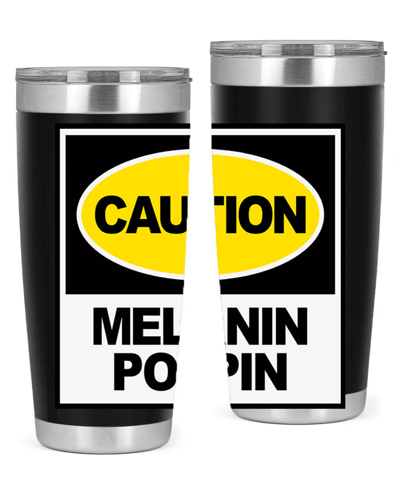 caution melanin poppin 188#- black words phrases- Cotton Tank