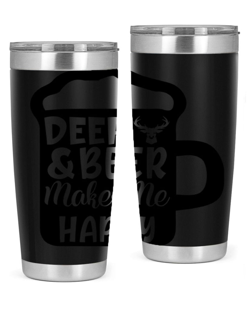 deer and beer makes me happy 17#- hunting- Tumbler