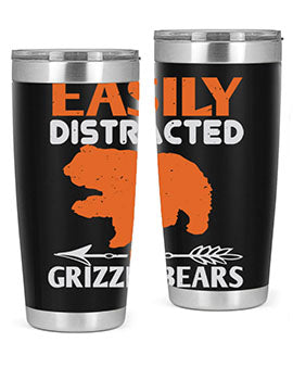 easily distracted by grizzly bears 10#- Bears- Tumbler