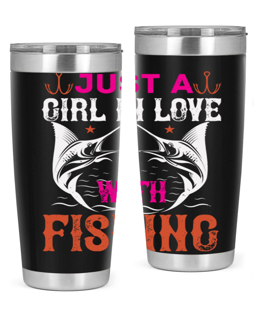 just a girl in love with fishing 73#- fishing- Tumbler