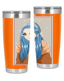 Cute and beautiful girl long blue hair in the winter 142#- anime- Tumbler