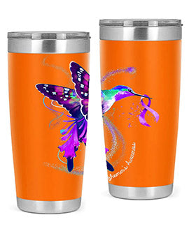 Hummingbird Holding Purple Ribbon Alzheimers Awareness 166#- alzheimers- Tumbler