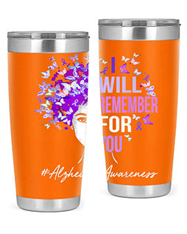 I Will Remember For You Alzheimer Awareness Womens Butterfly 180#- alzheimers- Tumbler