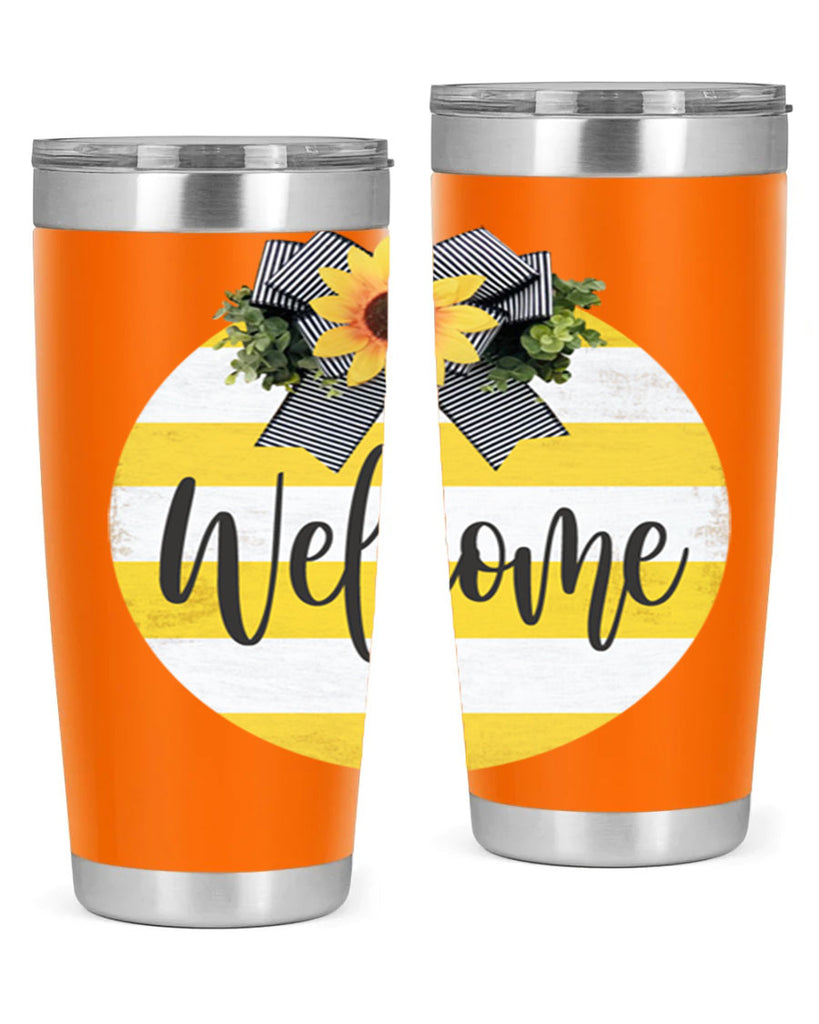 Welcome and Yellow strips Mockup564#- spring- Tumbler