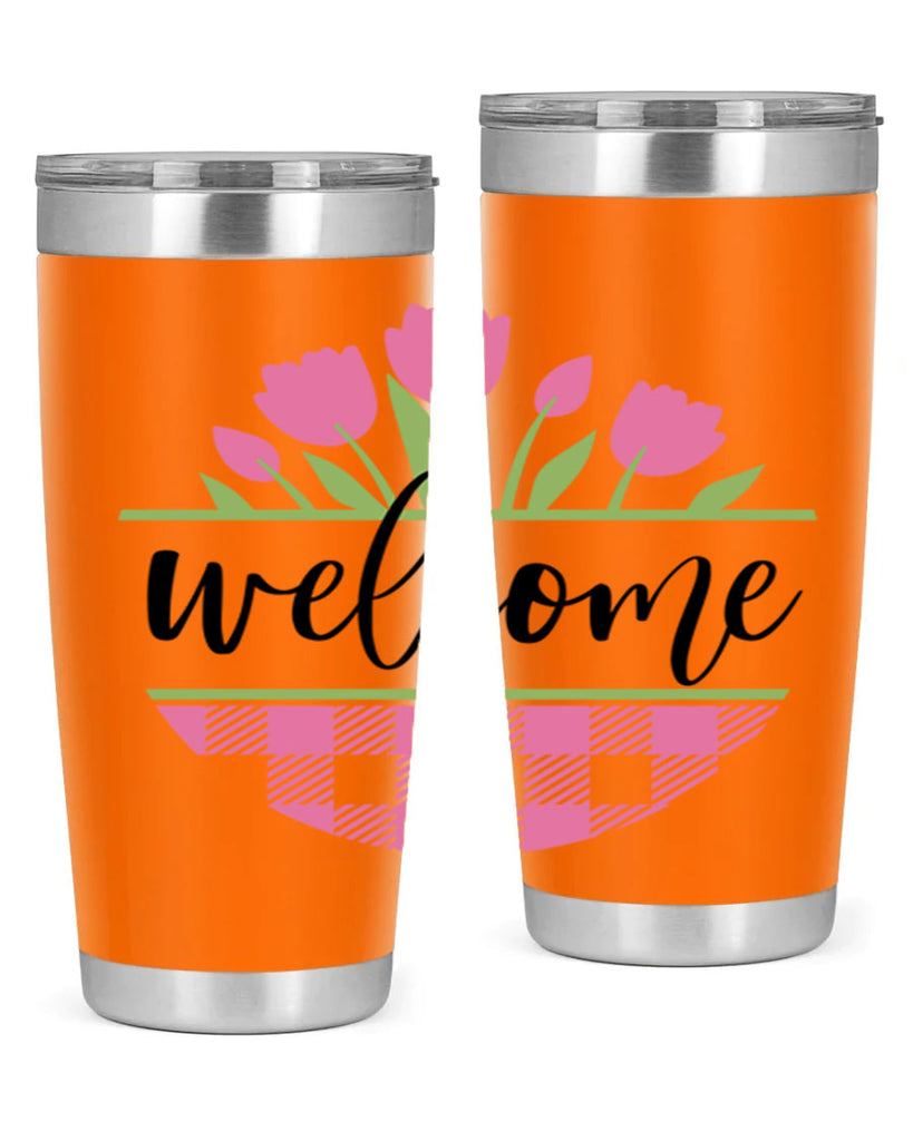 Welcome pink plaid575#- spring- Tumbler