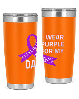 Womens I Wear Purple for My Dad Alzheimers Disease Awareness VNeck 221#- alzheimers- Tumbler