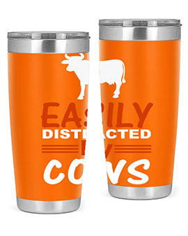 easily distracted by cows Style 4#- cow- Tumbler