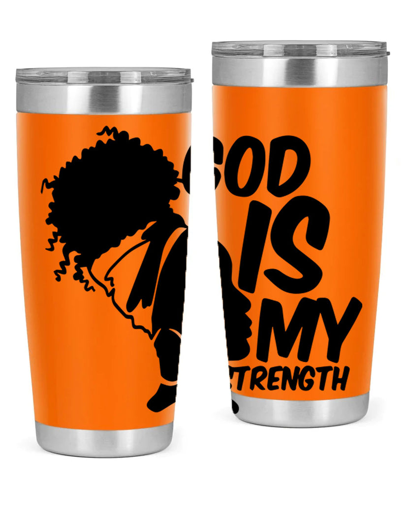 god is my strength- black words phrases- Cotton Tank