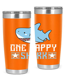 one happy shark Style 50#- shark  fish- Tumbler