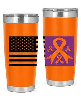 usa flag with alzheimers cancer 219#- alzheimers- Tumbler