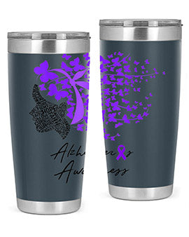 Alzheimers Awareness Shirt Alzheimers Purple Butterflies 24#- alzheimers- Tumbler