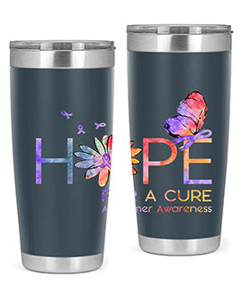 Hope For A Cure Alzheimer Awareness Flower 162#- alzheimers- Tumbler