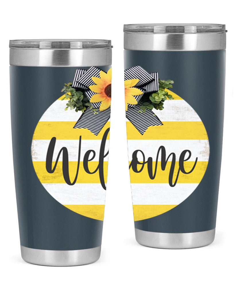 Welcome and Yellow strips Mockup564#- spring- Tumbler