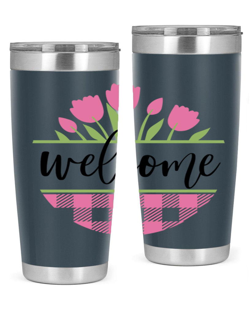 Welcome pink plaid575#- spring- Tumbler