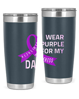 Womens I Wear Purple for My Dad Alzheimers Disease Awareness VNeck 221#- alzheimers- Cotton Tank