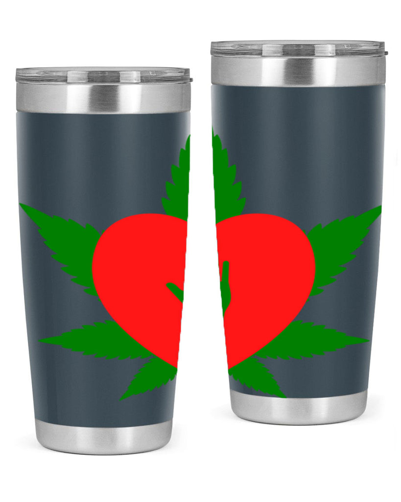 cannabis heart with hand 45#- marijuana- Tumbler