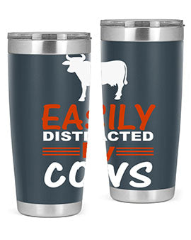 easily distracted by cows Style 4#- cow- Tumbler