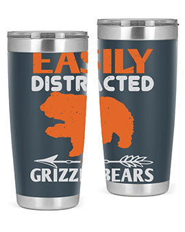 easily distracted by grizzly bears 10#- Bears- Tumbler