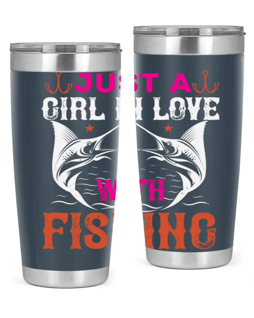 just a girl in love with fishing 73#- fishing- Tumbler