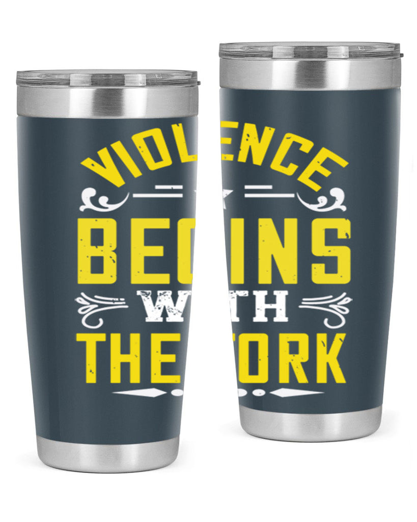 violence begins with the fork 11#- vegan- Tumbler