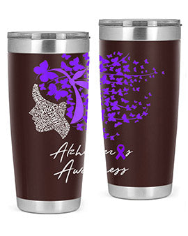 Alzheimers Awareness Shirt Alzheimers Purple Butterflies 23#- alzheimers- Tumbler