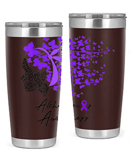 Alzheimers Awareness Shirt Alzheimers Purple Butterflies 24#- alzheimers- Tumbler