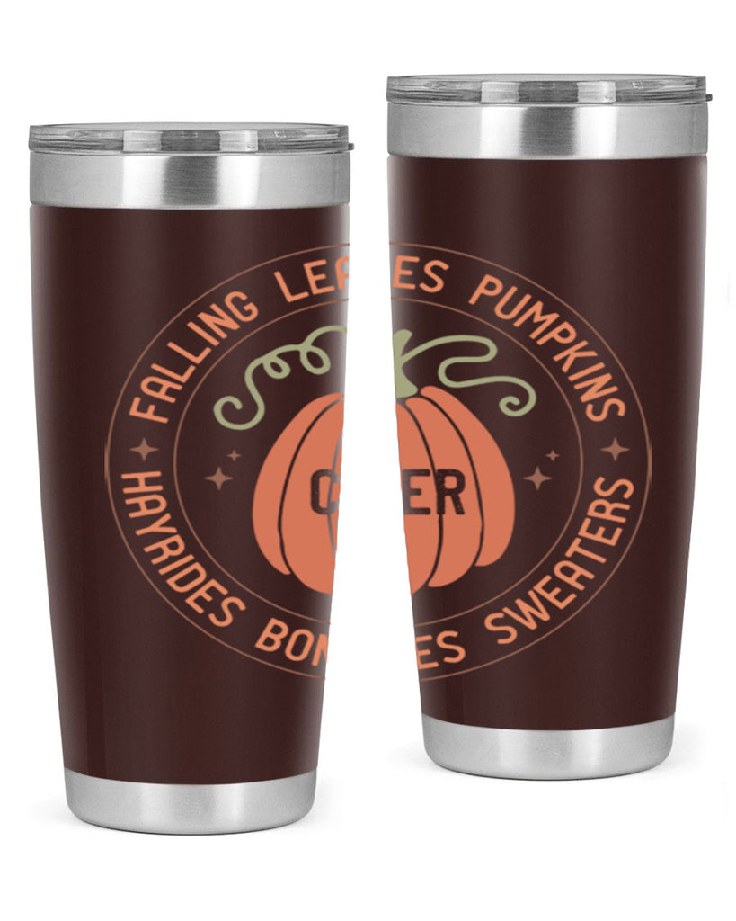 Falling Leaves Pumpkins Cider Hayrides Bonfires Sweaters 168#- fall- Tumbler