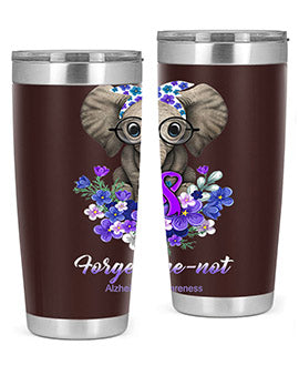 Forget me not Alzheimers Awareness Elephant Flower 150#- alzheimers- Tumbler