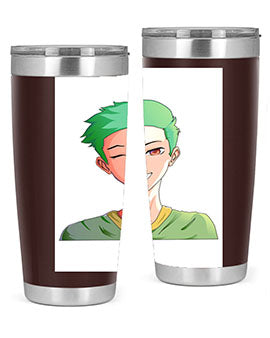 Handsome boy green hair wearing green shirt 35#- anime- Tumbler