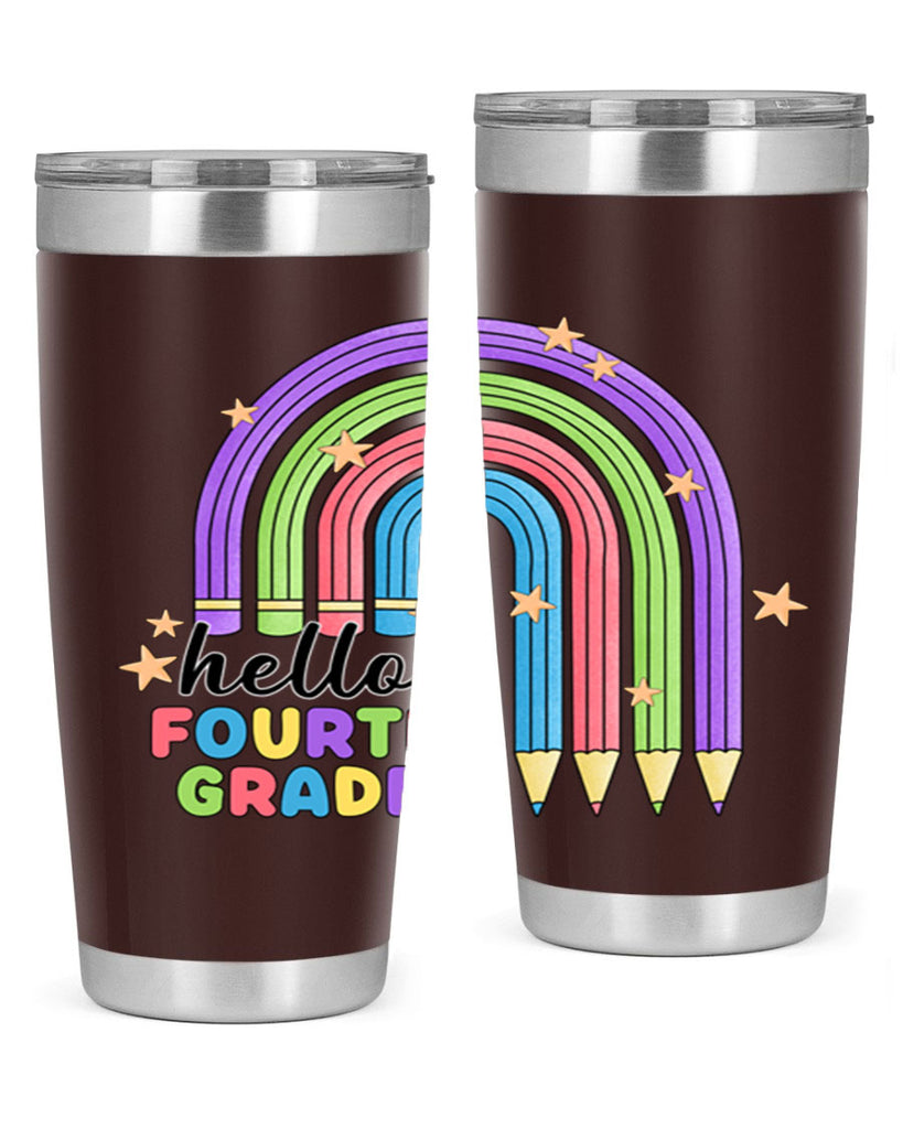 Hello 4th Grade Pencil Rainbow 12#- 4th  grade- Tumbler