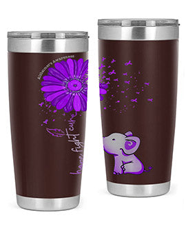 Hope Fight Cure Elephant Alzheimers Purple Ribbon 160#- alzheimers- Tumbler