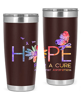 Hope For A Cure Alzheimer Awareness Flower 162#- alzheimers- Tumbler