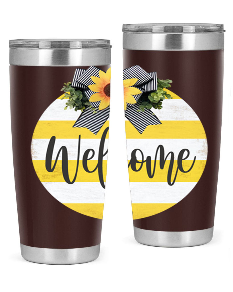 Welcome and Yellow strips Mockup564#- spring- Tumbler