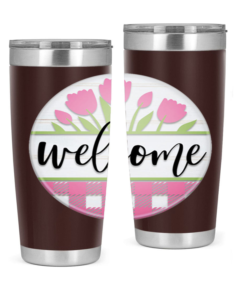 Welcome pink plaid Mockup574#- spring- Tumbler