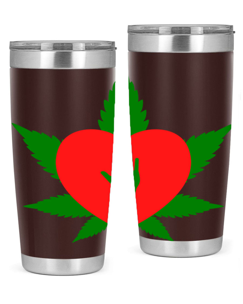 cannabis heart with hand 45#- marijuana- Tumbler